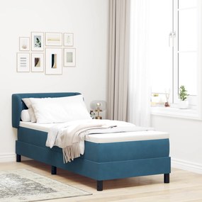 vidaXL Κρεβάτι Box Spring με Ματράζ Χαλίκι 80x200 εκ Βελούδο Σκούρο Μπλε