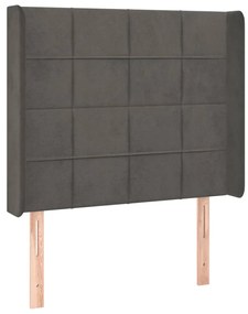 Κεφαλάρι με Πτερύγια Σκούρο Γκρι 103x16x118/128 εκ.Βελούδινο 3119623