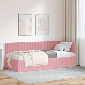 vidaXL Κρεβάτι Γωνίας με κεφαλάρι Ροζ 90 x 200 cm Βελούδο