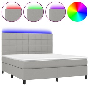 ΚΡΕΒΑΤΙ BOXSPRING ΜΕ ΣΤΡΩΜΑ &amp; LED ΑΝ.ΓΚΡΙ 180X200ΕΚ. ΥΦΑΣΜΑΤΙΝΟ 3134893