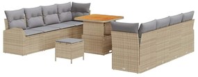 vidaXL Σετ Καναπέ Κήπου με μαξιλάρι 11 pcs Μπεζ Πολυ ράταν