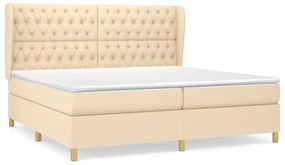 vidaXL Κρεβάτι Boxspring με Στρώμα Κρεμ 200x200 εκ. Υφασμάτινο