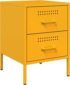 vidaXL Κομοδίνο Μουσταρδί 36x39x50,5 εκ. από Χάλυβα