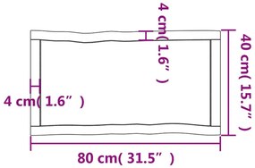 Επιφ Τραπεζιού Αν Καφέ 80x40x(2-6)εκ. Ακατέργ. Μασίφ Ξύλο Δρυός - Καφέ