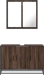 vidaXL Σετ Επίπλων Μπάνιου 2 Τεμαχίων Καφέ Δρυς από Τεχν. Ξύλο