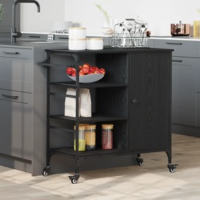 vidaXL Τρενάκι Κουζίνας Μαύρο Δρυς 87.5x38.5x84.5 cm Επεξεργασμένο Ξύλο