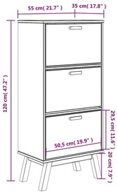 Παπουτσοθήκη OLDEN Καφέ 55x35x120 εκ. από Μασίφ Ξύλο Πεύκου - Καφέ