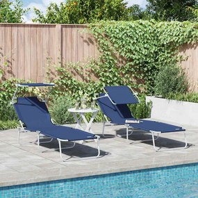 vidaXL Ξαπλώστρα 2-πρόσωπο 2 pcs Μπλε 58 x 188 x 77 εκ. ύφασμα