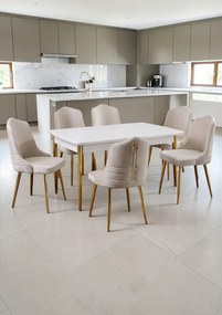 Stewehome Ορχιδέα σετ τραπεζαρίας 6 ατόμων επεκτεινόμενο λευκό 44x45x105 cm