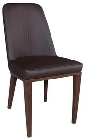 Καρέκλα CASTER Μεταλλική Βαφή Καρυδί/PU Σκ.Καφέ 45x60x89cm