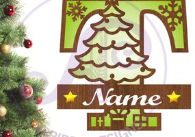 Σετ των 2 Intra απο ξύλο plywood 3mm-4mm πάχος Χριστουγεννιάτικο μονόγραμμα με κεφαλαίο γράμμα T Δίασταση 30x20 cm INTRAFABR-79721777