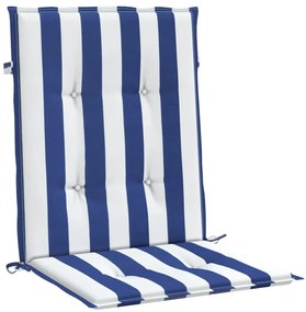 vidaXL Μαξιλάρια Καρέκλας Χαμ. Πλάτη 2 τεμ. Μπλε/Λευκά Ριγέ Υφασμάτινα
