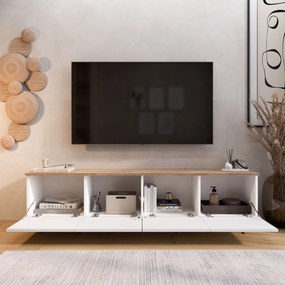 Έπιπλο Τηλεόρασης Λευκό / Δρυς ICRAS 180x34.1x45.6