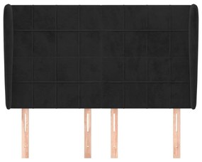 Κεφαλάρι με Πτερύγια Μαύρο 147x23x118/128 εκ. Βελούδινο - Μαύρο