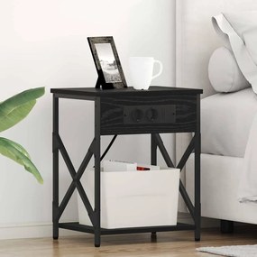 Κομοδίνο 2 pcs Μαύρη Οξυά 41 x 31 x 51 εκ. Επεξεργασμένο ξύλο