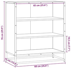 Ραφιέρα Καφέ Δρυς 68x35x76 εκ. Επεξ. Ξύλο + Μέταλλο - Μαύρο