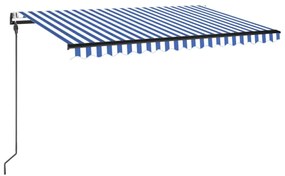vidaXL Τέντα Αυτόματη με LED &amp; Αισθ. Ανέμου Μπλε / Λευκό 450 x 300 εκ.