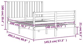 ΠΛΑΙΣΙΟ ΚΡΕΒΑΤΙΟΥ ΜΕ ΚΕΦΑΛΑΡΙ ΛΕΥΚΟ 140X200 ΕΚ. ΜΑΣΙΦ ΞΥΛΟ 3194767