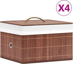 vidaXL Κουτιά Αποθήκευσης 4 τεμ. Καφέ από Μπαμπού