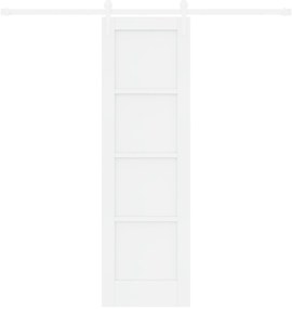 vidaXL Συρόμενη Πόρτα με Σετ Υλικών Λευκή 61x198.5 εκ. Συμπαγές Ξύλο Πεύκου