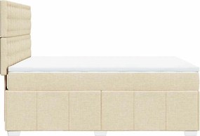 vidaXL Κρεβάτι Boxspring με Στρώμα Κρεμ 140x190 εκ. Υφασμάτινο