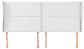 Κεφαλάρι με Πτερύγια Λευκό 163x23x118/128 εκ. Συνθετικό Δέρμα - Λευκό