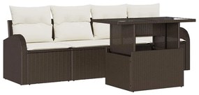 vidaXL Σετ Καναπέ Κήπου με μαξιλάρι 5 pcs Καφέ Πολυ ράταν