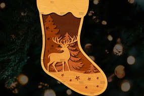 Intra απο ξύλο plywood 3mm-4mm πάχος Χριστουγεννιάτικη κάλτσα 3D σχέδιο κοπής με λέιζερ Δίασταση 15x15 cm INTRAFABR-109163921