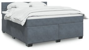 vidaXL Κρεβάτι Boxspring με Στρώμα Σκούρο Γκρι 180x200 εκ. Βελούδινο