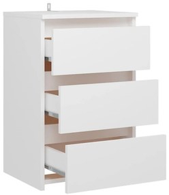 vidaXL Κομοδίνο Λευκό 40 x 35 x 62,5 εκ. από Επεξ. Ξύλο