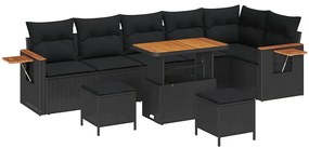 vidaXL Σετ Καναπέ Κήπου με μαξιλάρι 9 pcs Μαύρο