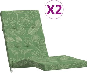 vidaXL Μαξιλάρια Ξαπλώστρας 2 τεμ. Σχέδιο με Φύλλα από Ύφασμα Oxford