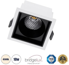 Χωνευτό Σποτ Downlight LED TrimLess 10W Λευκό-Μαύρο Φυσικό 4500K PLUTO-M 60270 Globostar-60270-Λευκό 60270
