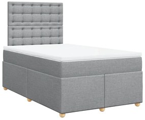 Κρεβάτι Boxspring με Στρώμα Ανοιχτό Γκρι 120x190 εκ. Υφασμάτινο