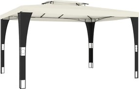 vidaXL Κιόσκι με Διπλή Οροφή Κρεμ 3,98x2,98 μ. Ατσάλινο
