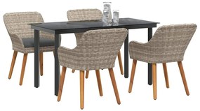 vidaXL Σετ τραπεζαρίας 5 pcs Ανοιχτό γκρι Πολυ ράταν