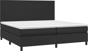 vidaXL Κρεβάτι Boxspring με Στρώμα &amp; LED Μαύρο 200x200 εκ. Συνθ. Δέρμα