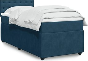 vidaXL Κρεβάτι Boxspring με Στρώμα Μπλε 100x200 εκ. Βελούδινο