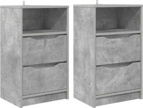 vidaXL Κομοδίνα 2 τεμ. Σκυρόδεμα Γκρι 40 x 30 x 467 εκ