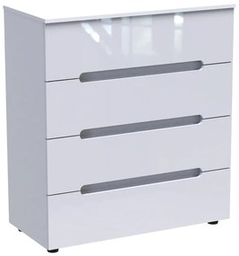 Συρταριέρα Afina pakoworld mdf σε λευκή glossy απόχρωση 90x44x101εκ