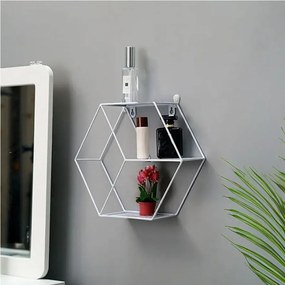 Μεταλλικό Ράφι Τοίχου Άσπρο Εξάγωνο 29x10x26cm