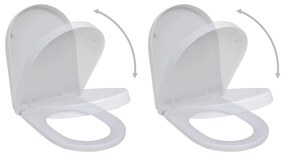 vidaXL Καθίσματα Τουαλέτας με Καπάκι Soft Close 2 τεμ. Λευκά Πλαστικά
