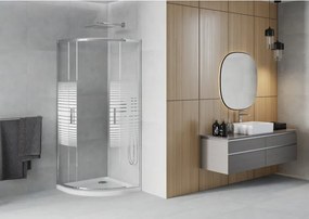 Mexen Rio ημικυκλική καμπίνα ντους 90 x 90 cm, λευκές λωρίδες, χρώμιο +