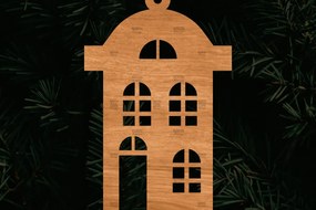 Σετ των 3 Intra απο ξύλο plywood 3mm-4mm πάχος Χριστουγεννιάτικο Στολίδι Κτίριο κομμένο Δίασταση 8x8 cm INTRAFABR-108110432