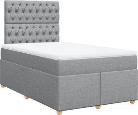 vidaXL Κρεβάτι Boxspring με Στρώμα Ανοιχτό Γκρι 120x200 εκ. Υφασμάτινο
