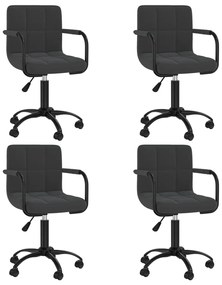 vidaXL Καρέκλες Τραπεζαρίας Περιστρεφόμενες 4 τεμ. Μαύρες Βελούδινες