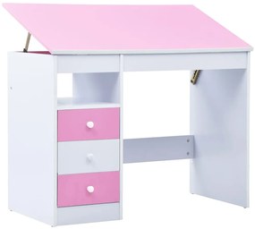 vidaXL Γραφείο Παιδικό με Ανακλινόμενη Επιφάνεια Ροζ και Λευκό