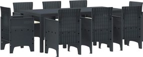 vidaXL Σέτ φαγητού για κήπο 9 pcs Ανθρακί Πολυπροπυλένιο