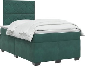 vidaXL Κρεβάτι box spring με στρώμα Σκούρο Πράσινο 120 x 200 cm