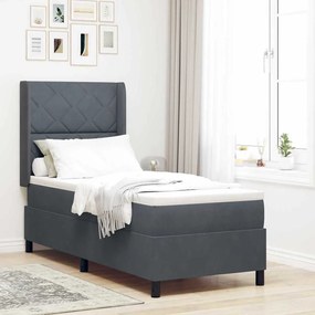 vidaXL Κρεβάτι Box Spring LED με Στρώμα Σκούρο γκρι 80 x 200 cm